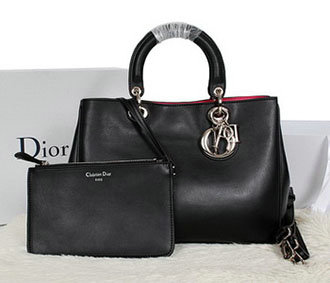 small Christian Dior diorissimo calfskin leather bag 0902 black - Click Image to Close